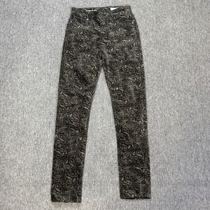 AG Anthropologie High Rise Stevie Ankle‎ Paisley Velvet Jeans Women's Size 25R